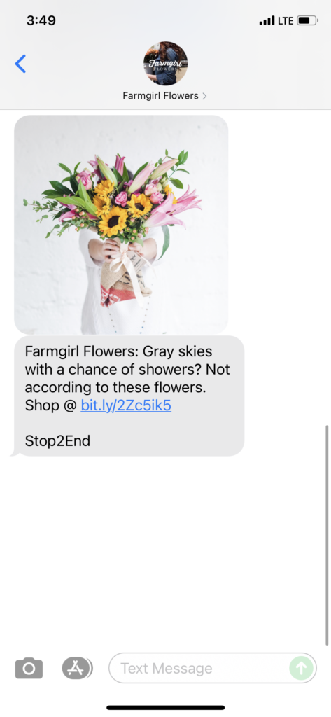 Farmgirl Flowers Text Message Marketing Example - 10.21.2021