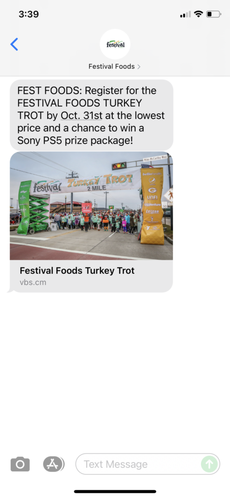 Festival Foods Text Message Marketing Example - 10.11.2021