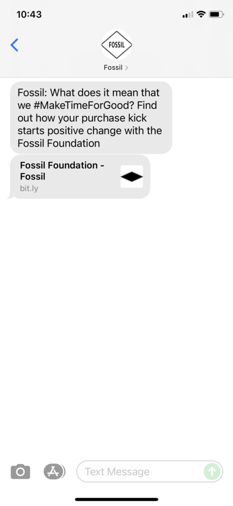 Fossil Text Message Marketing Example - 10.07.2021