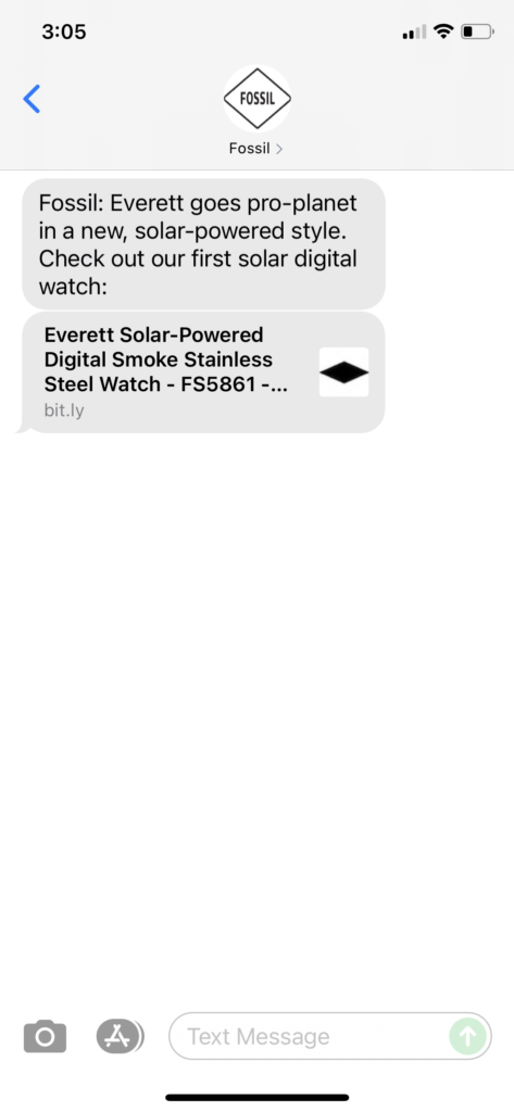 Fossil Text Message Marketing Example - 10.14.2021