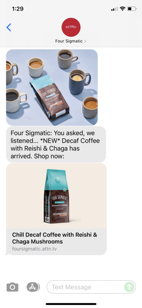 Four Sigmatic Text Message Marketing Example - 09.29.2021