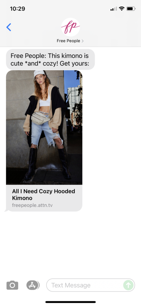 Free People Text Message Marketing Example - 10.07.2021