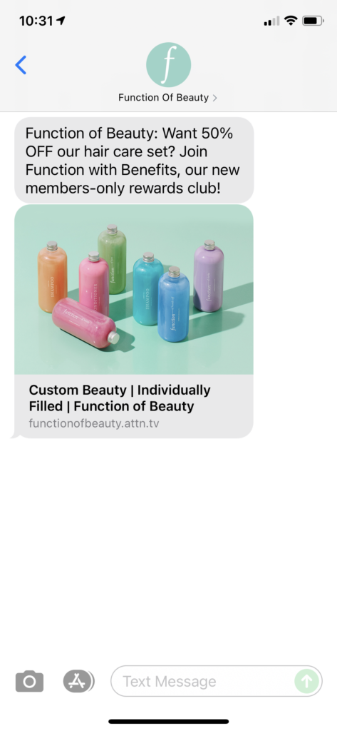 Function of Beauty Text Message Marketing Example - 10.07.2021