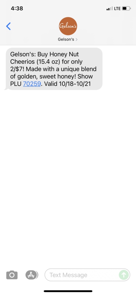 Gelson's Text Message Marketing Example - 10.19.2021