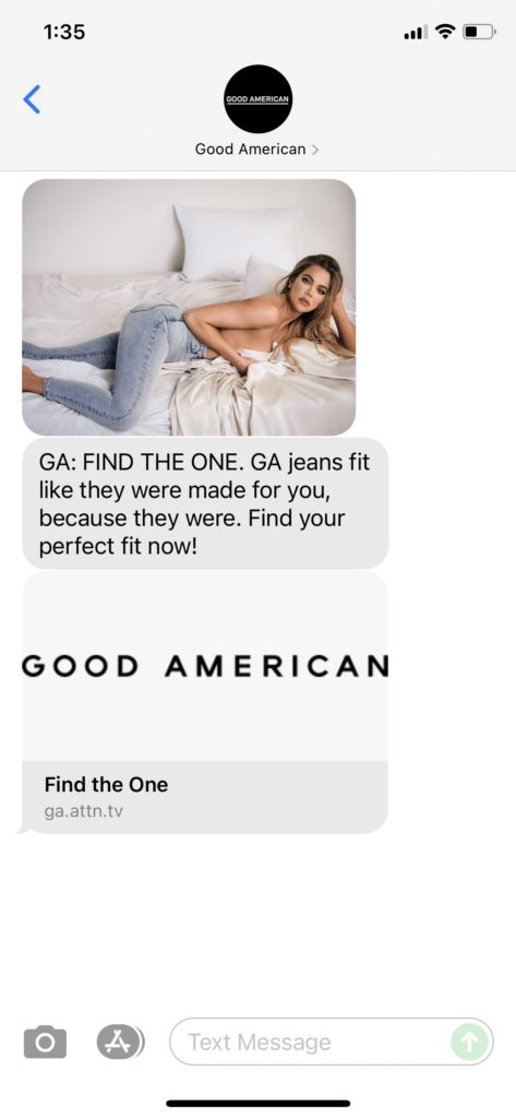 Good American Text Message Marketing Example - 09.28.2021