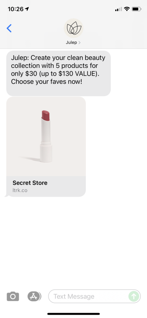 Julep Text Message Marketing Example - 10.07.2021