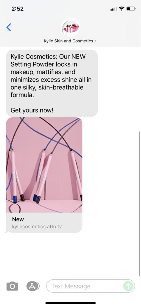 Kylie Skin and Cosmetics Text Message Marketing Example - 10.15.2021