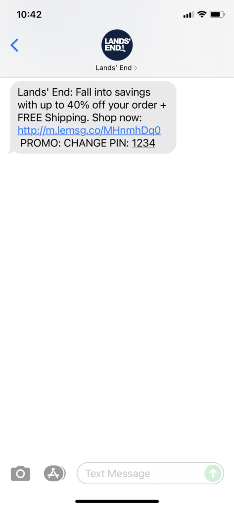Lands' End Text Message Marketing Example - 10.07.2021