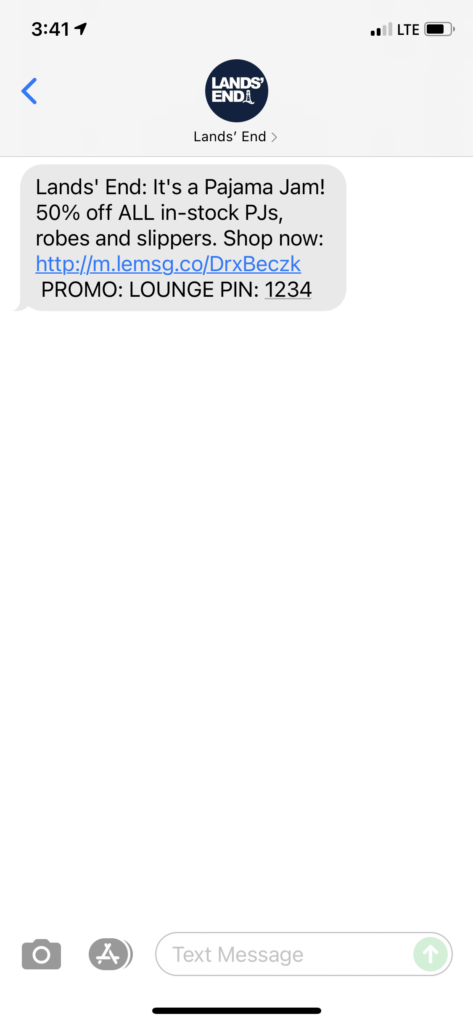 Lands' End Text Message Marketing Example - 10.18.2021
