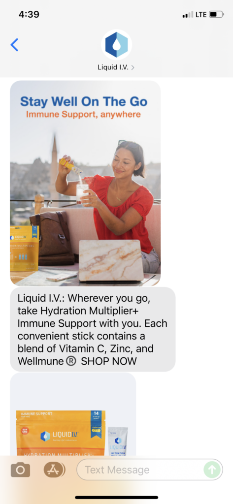 Liquid IV Text Message Marketing Example - 10.19.2021