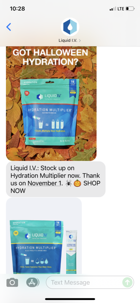 Liquid IV Text Message Marketing Example - 10.26.2021