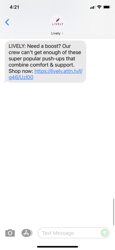 Lively Text Message Marketing Example - 10.05.2021