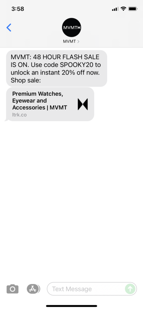 MVMT Text Message Marketing Example - 10.28.2021