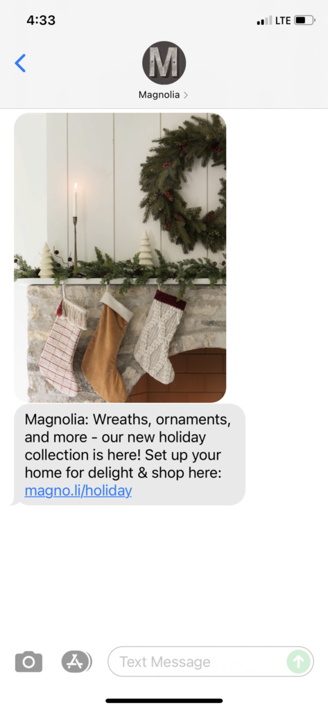 Magnolia Text Message Marketing Example - 10.19.2021