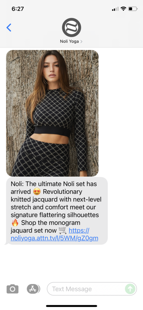 Noli Yoga Text Message Marketing Example - 10.16.2021