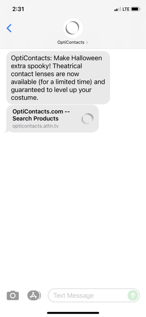 OptiContacts Text Message Marketing Example - 10.02.2021