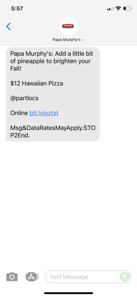 Papa Murphy's Text Message Marketing Example - 10.09.2021