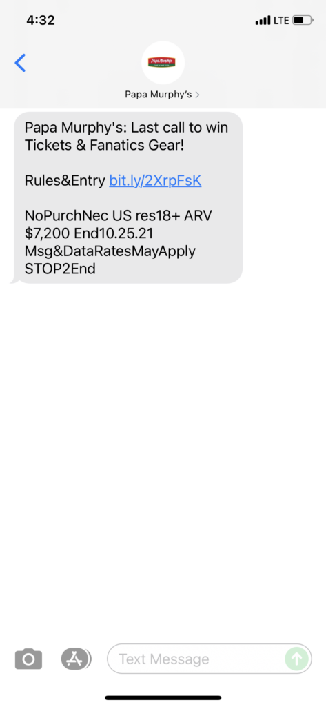 Papa Murphy's Text Message Marketing Example - 10.19.2021