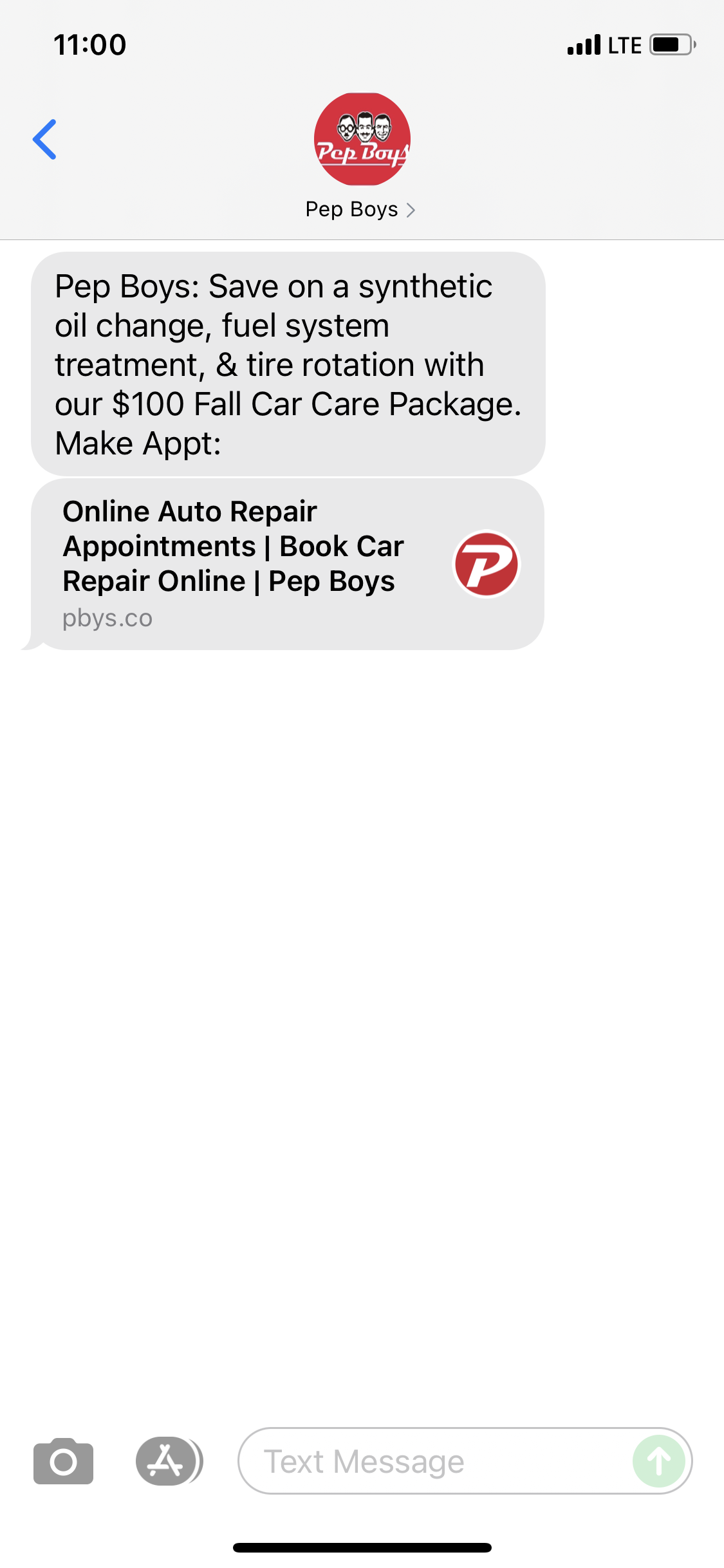 Pep Boys Text Message Marketing Example 10 09 21 Sms Archives