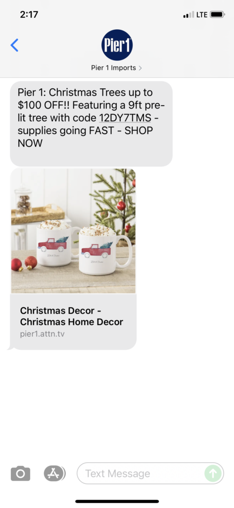 Pier 1 Text Message Marketing Example - 10.03.2021