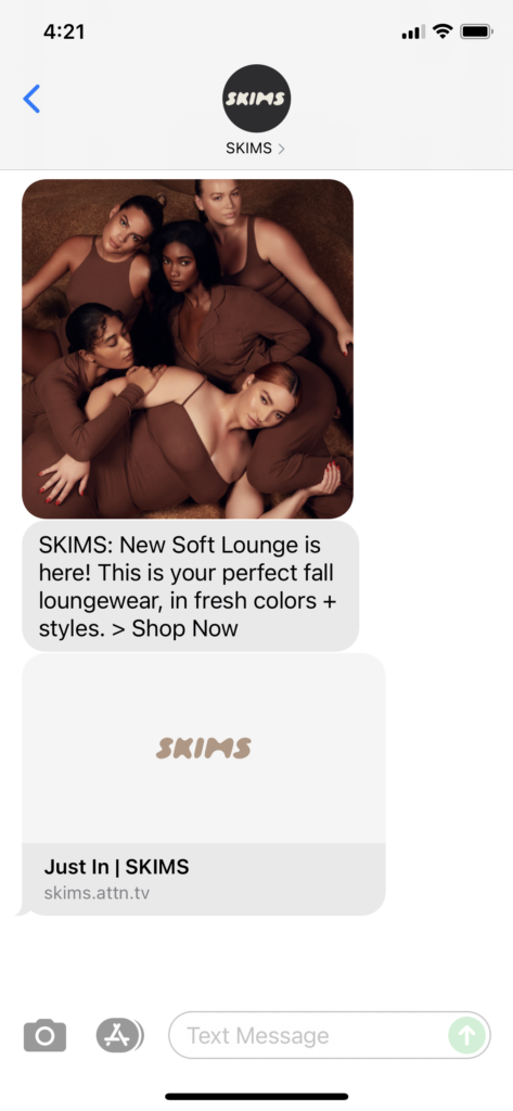 SKIMS Text Message Marketing Example - 10.05.2021