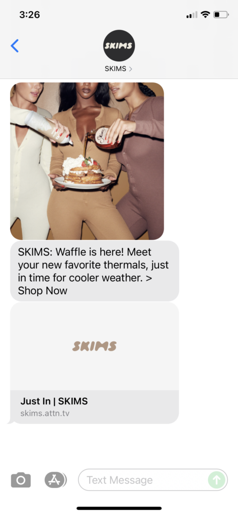 SKIMS Text Message Marketing Example - 10.12.2021