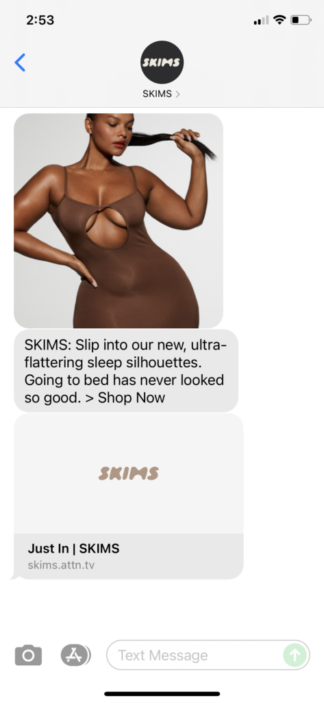 SKIMS Text Message Marketing Example - 10.15.2021