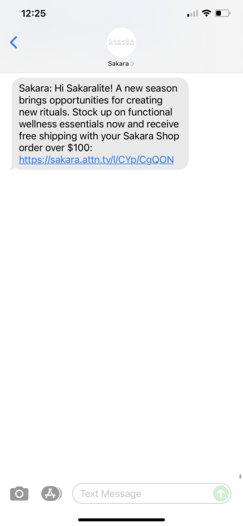 Sakara Text Message Marketing Example - 09.22.2021
