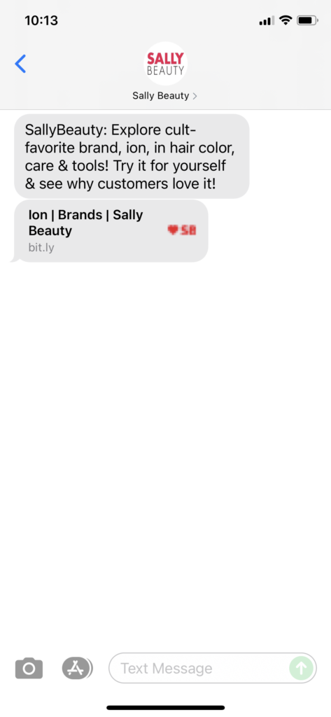 Sally Beauty Text Message Marketing Example - 10.08.2021