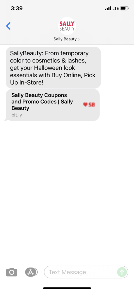 Sally Beauty Text Message Marketing Example - 10.22.2021