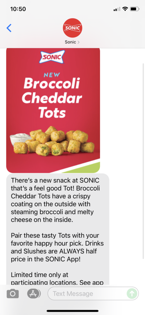 Sonic Text Message Marketing Example - 10.06.2021