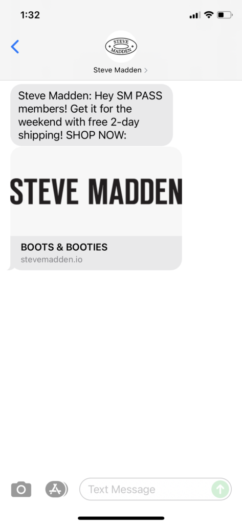 Steve Madden Text Message Marketing Example - 09.29.2021