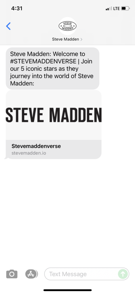Steve Madden Text Message Marketing Example - 10.19.2021