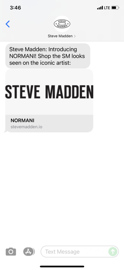 Steve Madden Text Message Marketing Example - 10.21.2021