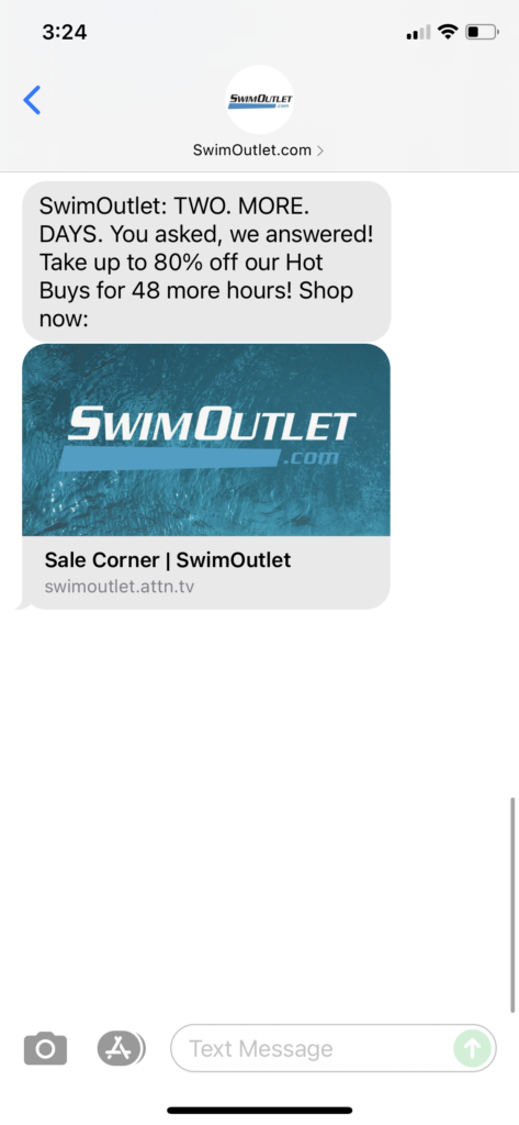 SwimOutlet.com Text Message Marketing Example - 10.12.2021
