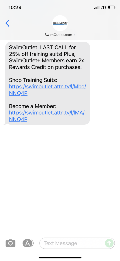 SwimOutlet.com Text Message Marketing Example - 10.26.2021