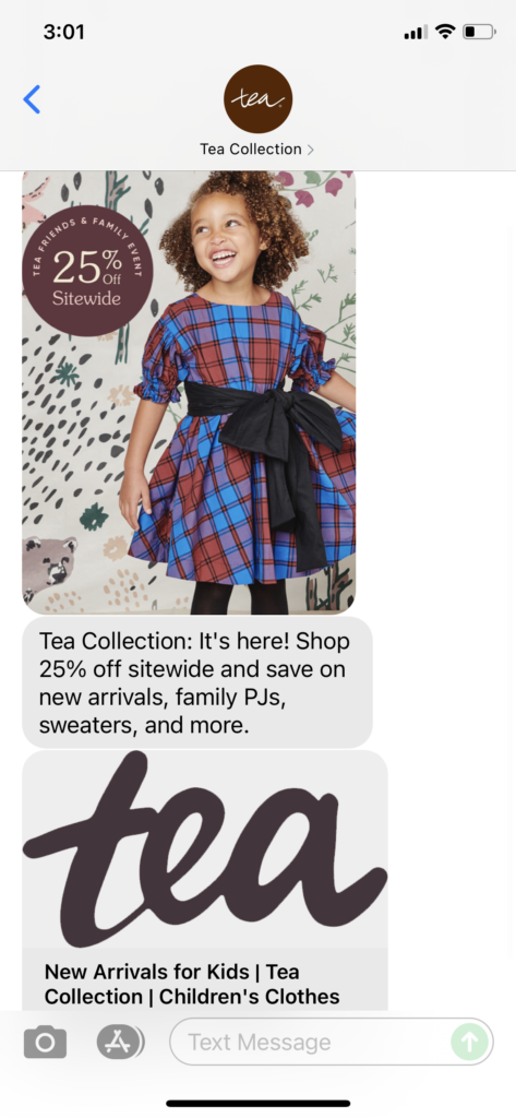 Tea Collection Text Message Marketing Example - 10.14.2021