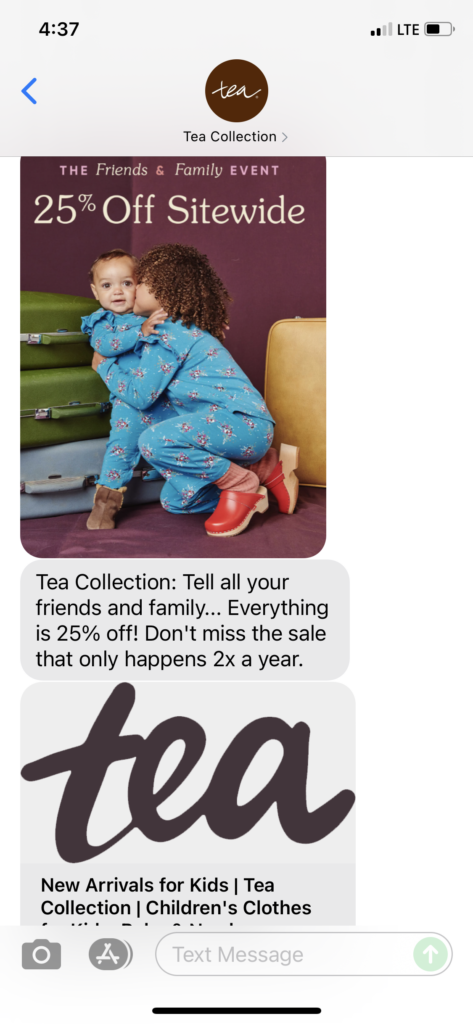 Tea Collection Text Message Marketing Example - 10.19.2021