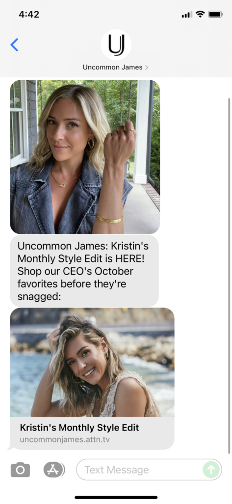 Uncommon James Text Message Marketing Example - 10.04.2021