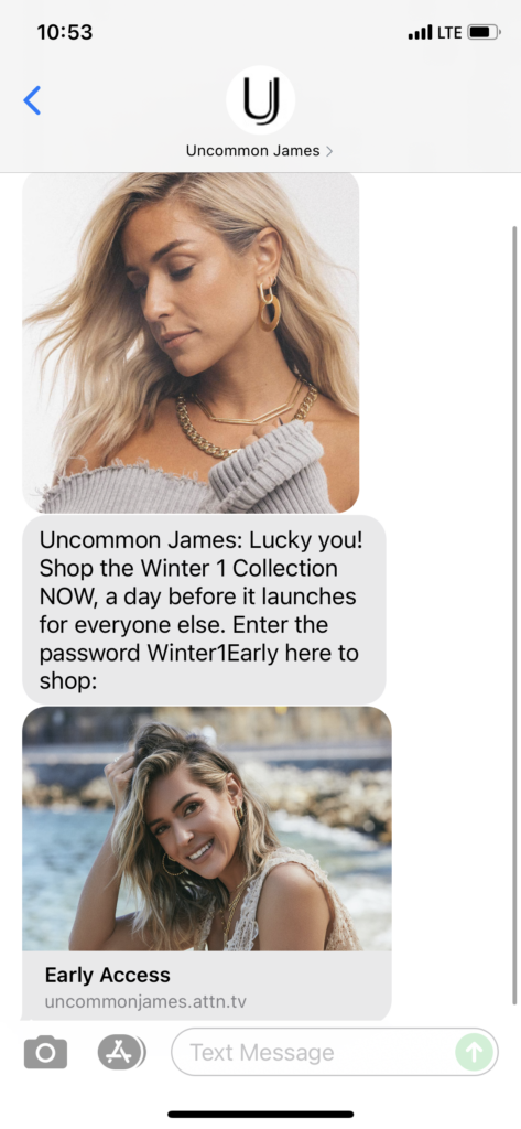 Uncommon James Text Message Marketing Example - 10.06.2021