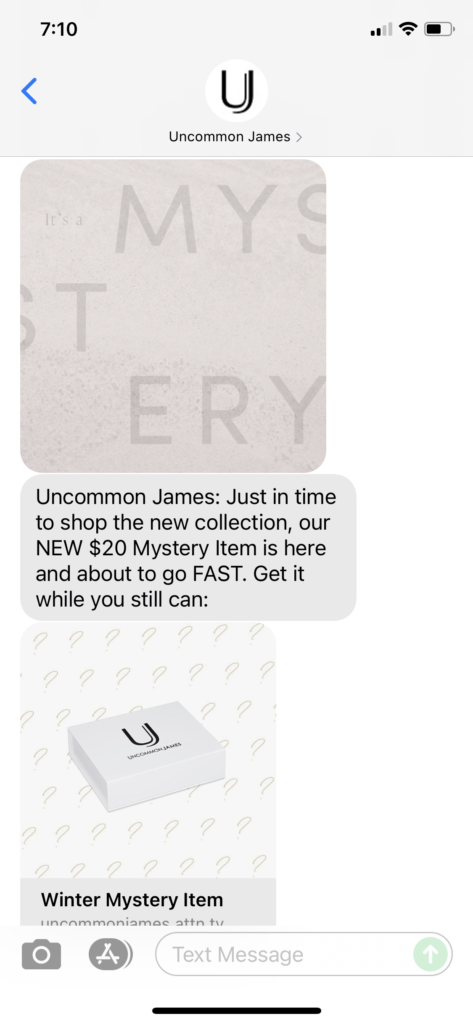 Uncommon James Text Message Marketing Example - 10.08.2021