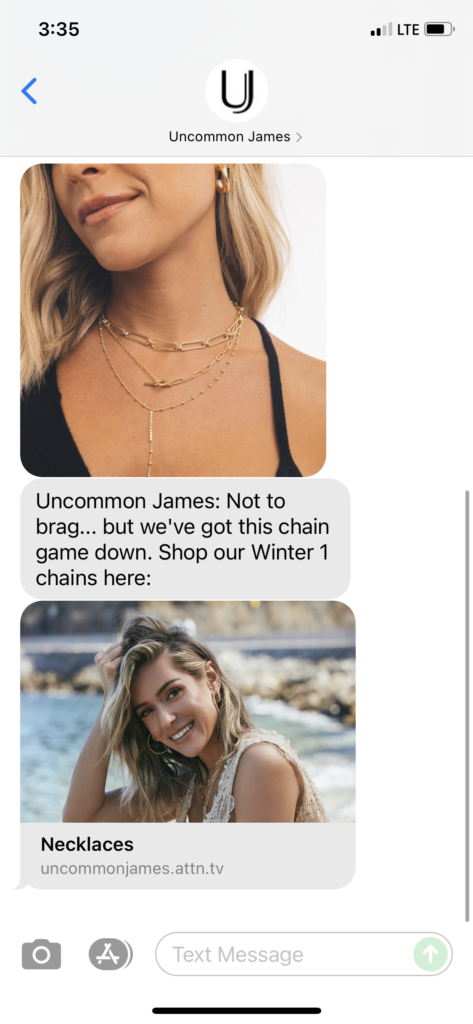 Uncommon James Text Message Marketing Example - 10.18.2021