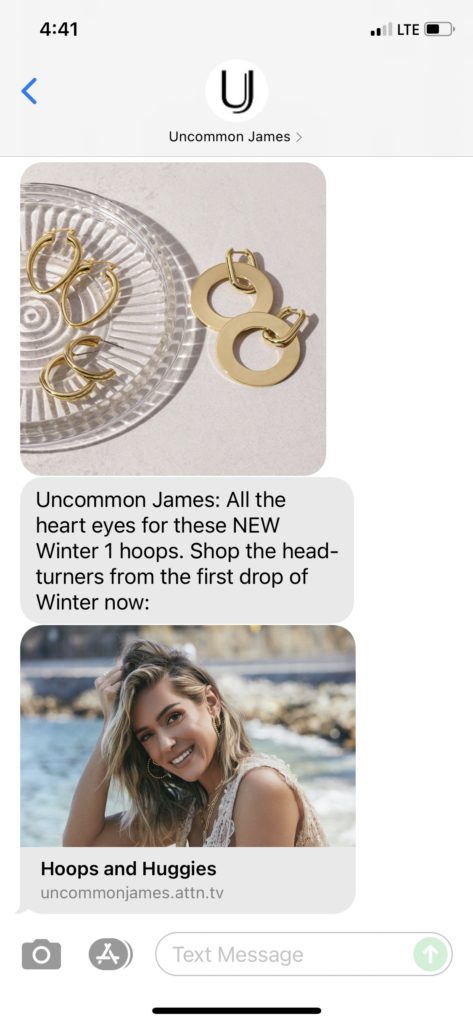 Uncommon James Text Message Marketing Example - 10.19.2021