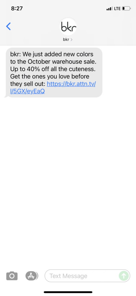 bkr Text Message Marketing Example - 10.01.2021