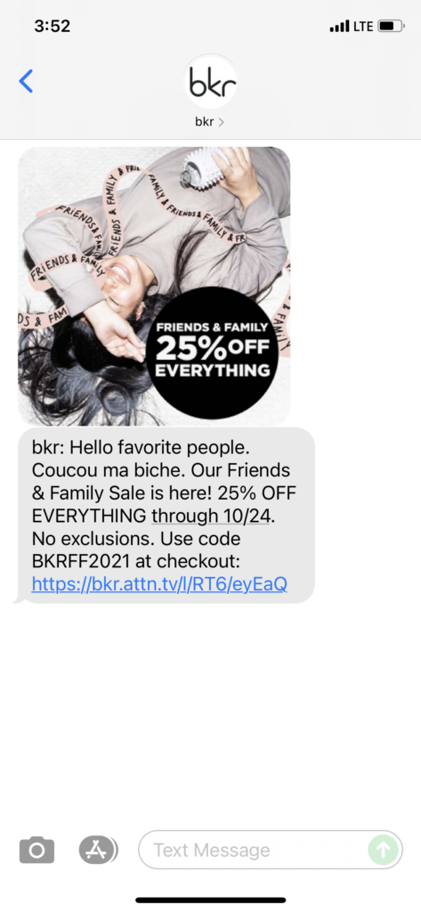 bkr Text Message Marketing Example - 10.21.2021