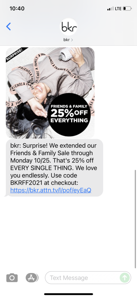 bkr Text Message Marketing Example - 10.25.2021