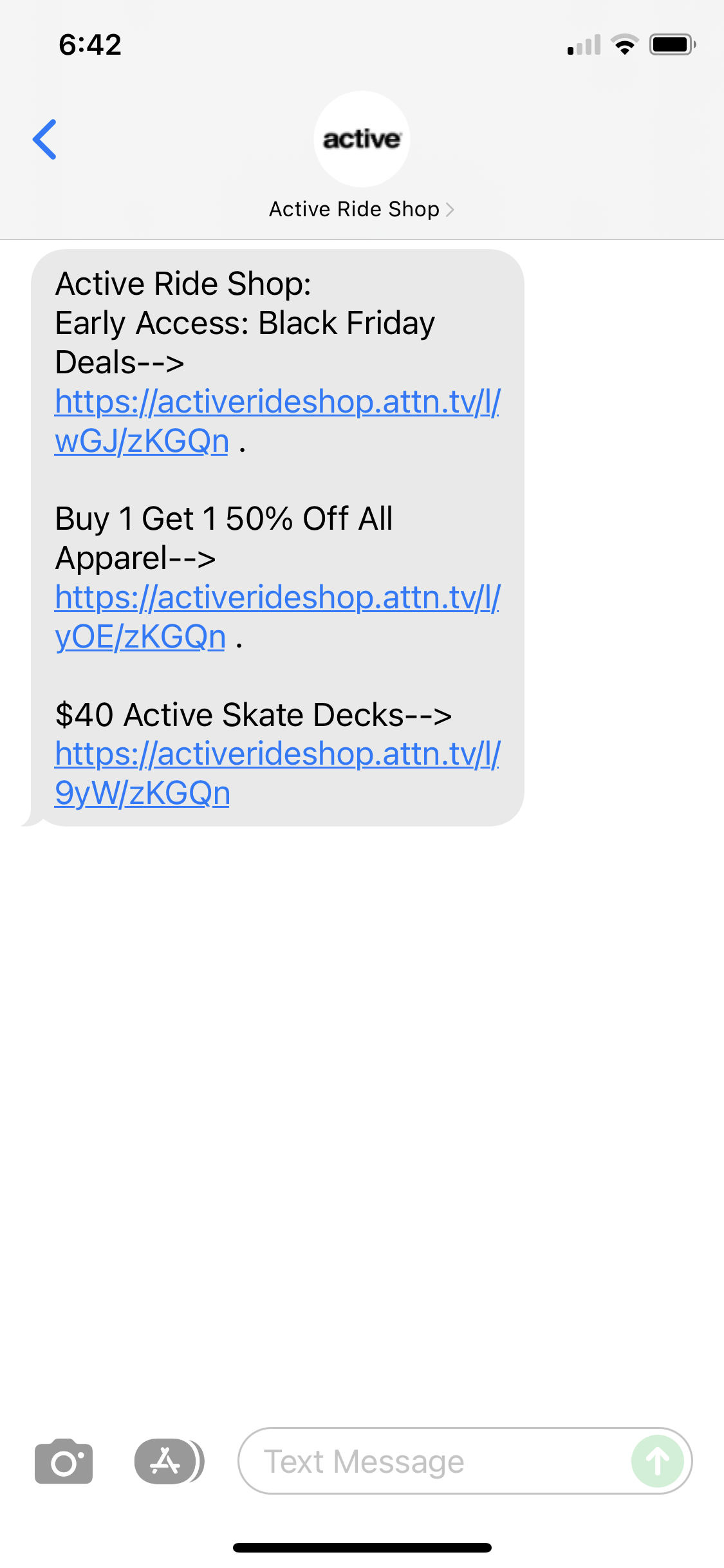 Active Ride Shop Text Marketing Examples SMS Archives