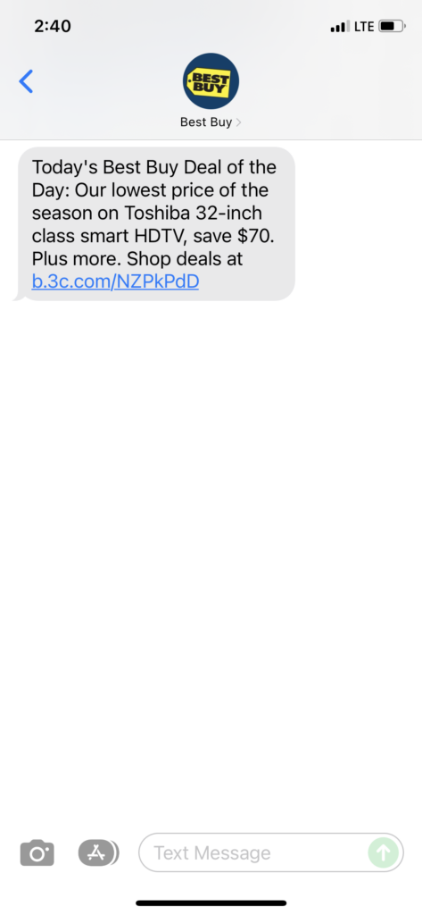 Best Buy 1 Text Message Marketing Example - 11.18.2021