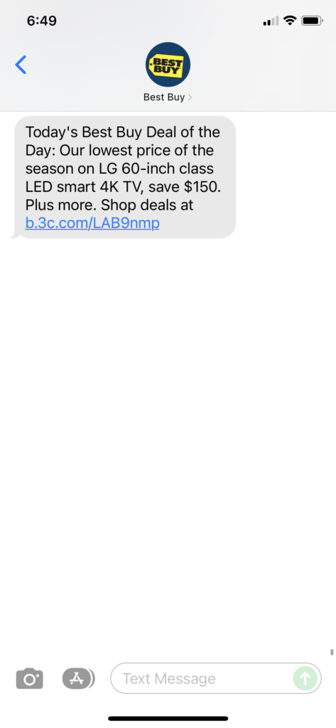 Best Buy 1 Text Message Marketing Example - 11.22.2021