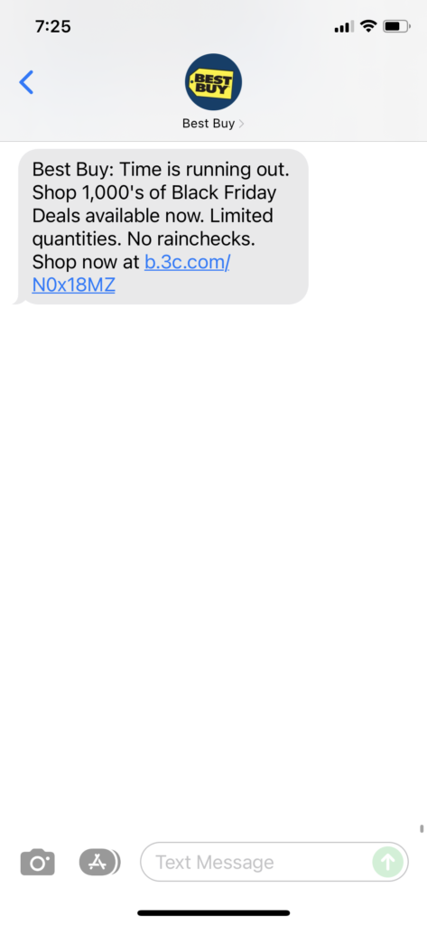 Best Buy 1 Text Message Marketing Example - 11.25.2021